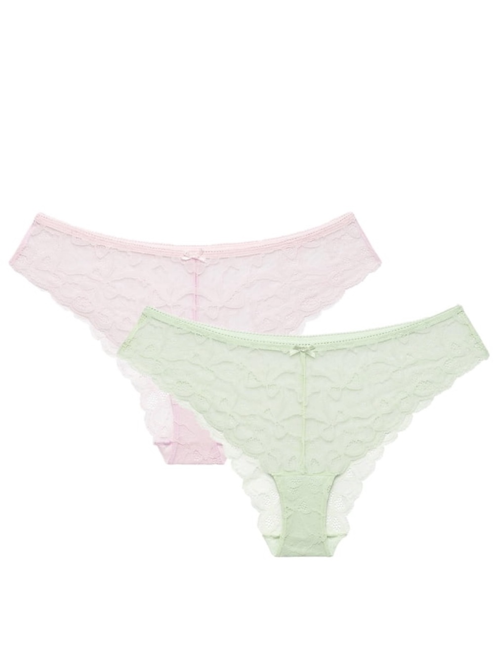 No Boundaries Bow Lace Cheeky Panty 2-Pack Size XXL (20) - Pastel Pink & Mint